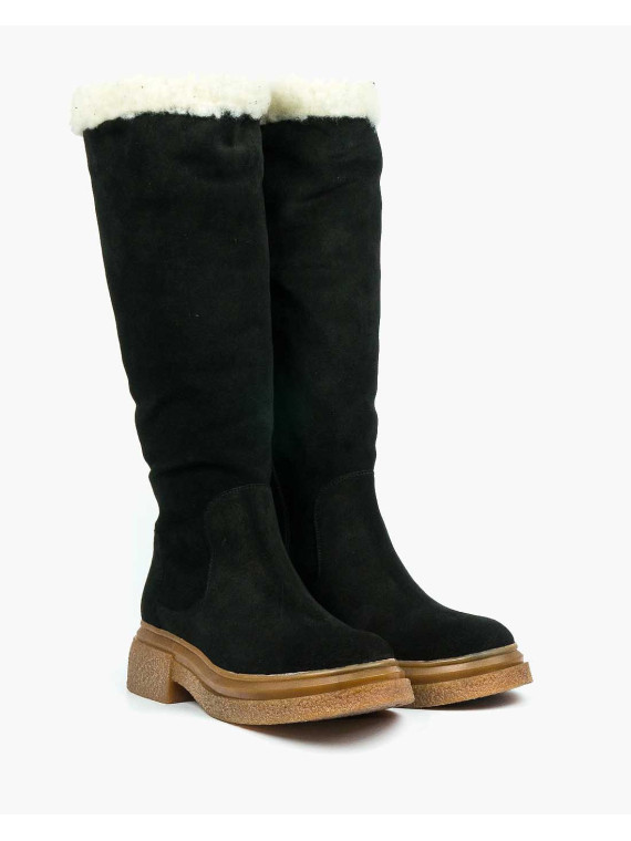 Czarne kozaki damskie skórzane