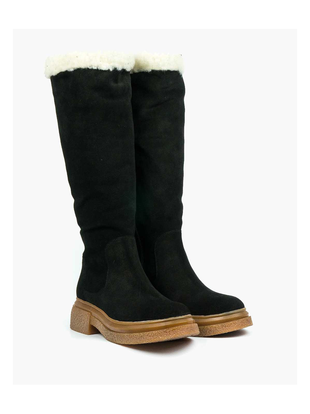 Czarne kozaki damskie skórzane