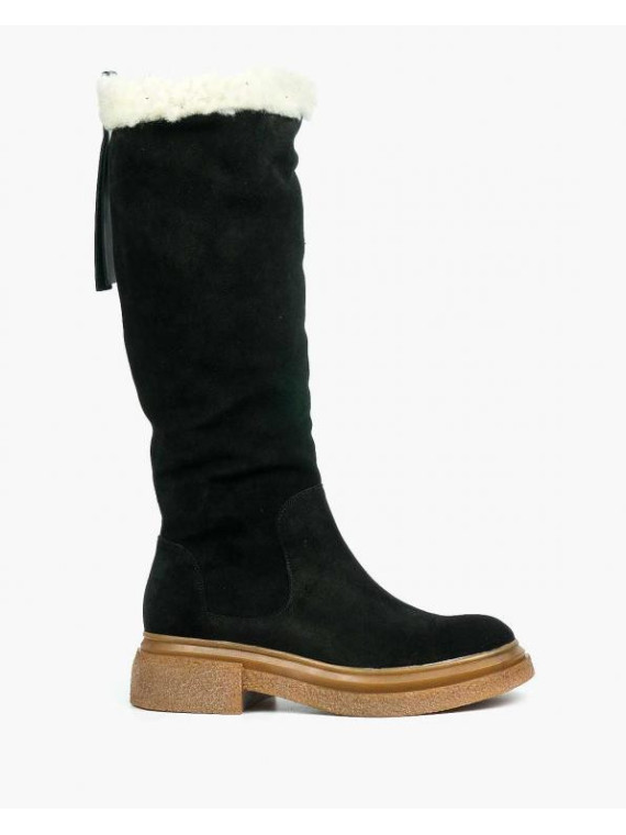 Czarne kozaki damskie skórzane