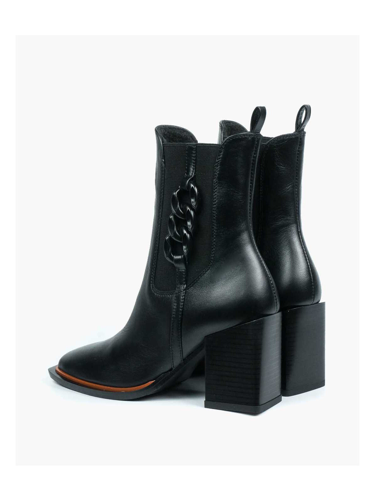 Czarne botki damskie skórzane