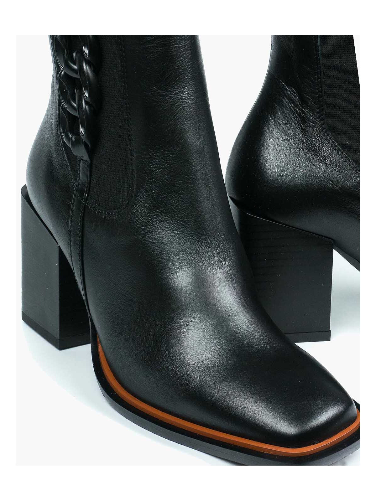 Czarne botki damskie skórzane