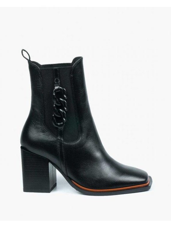 Czarne botki damskie skórzane