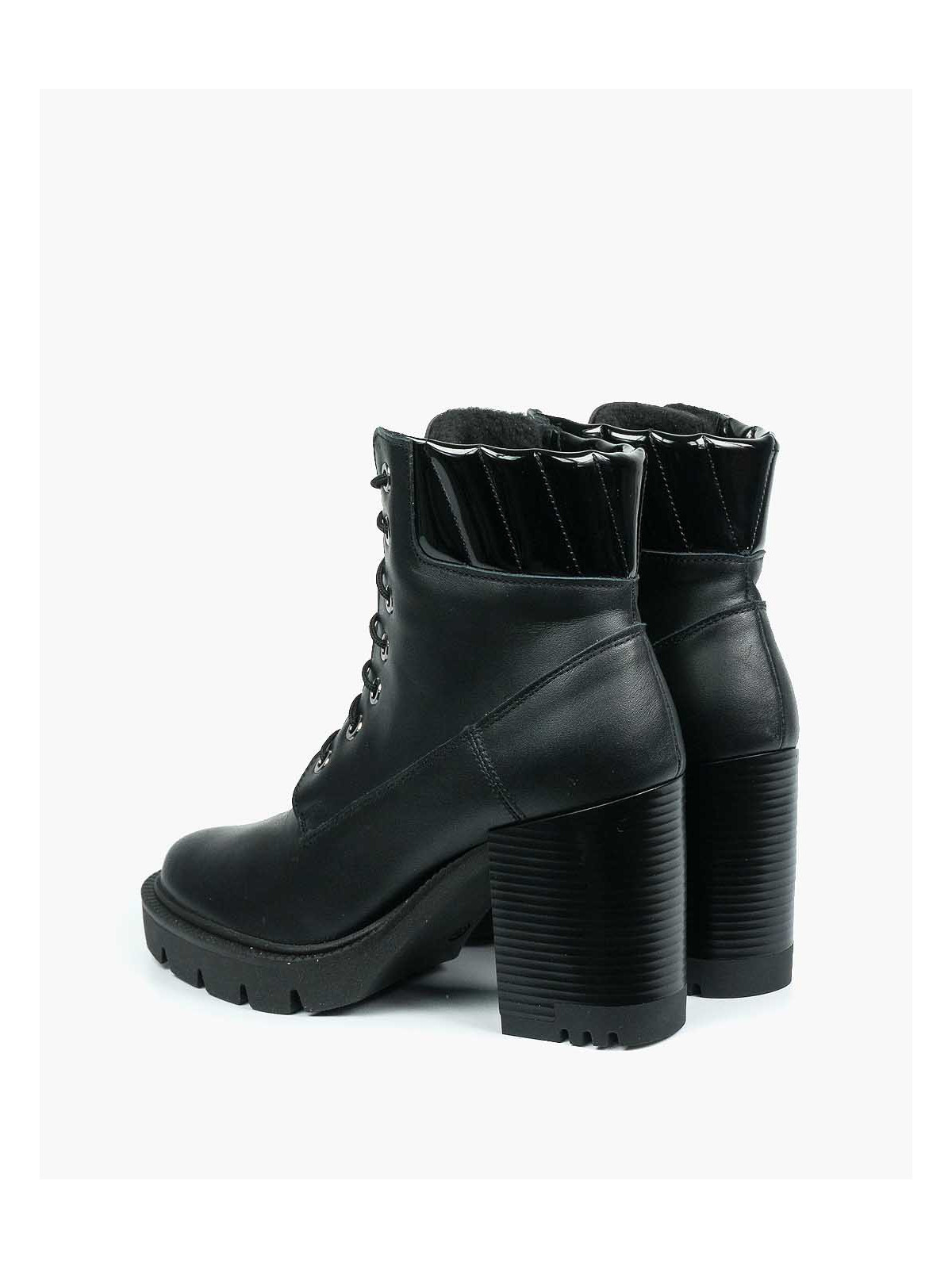 Czarne botki damskie skórzane