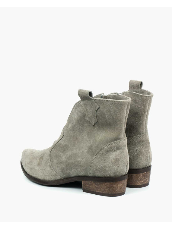 Szare botki damskie skórzane