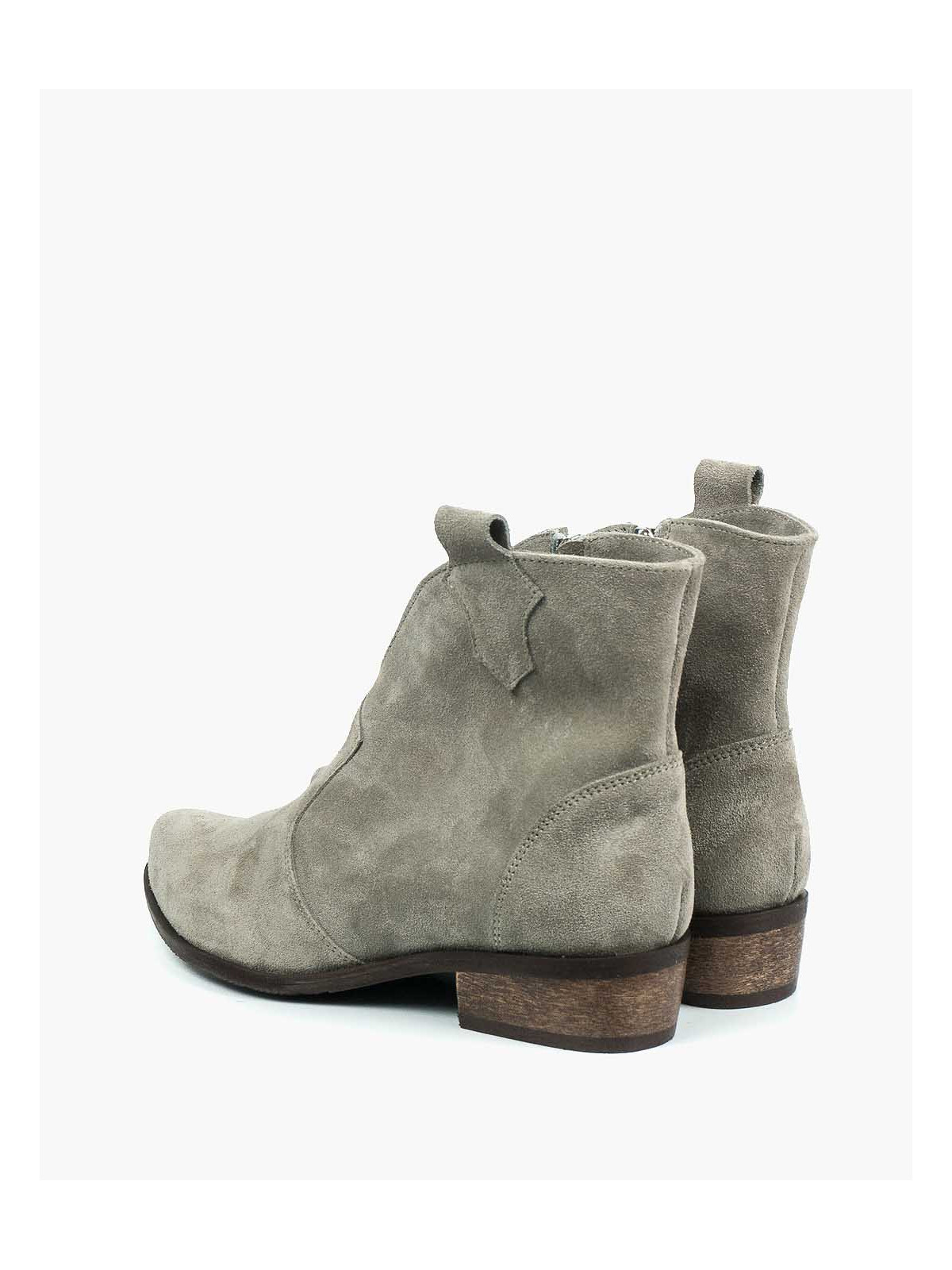 Szare botki damskie skórzane