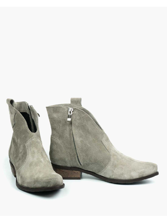 Szare botki damskie skórzane