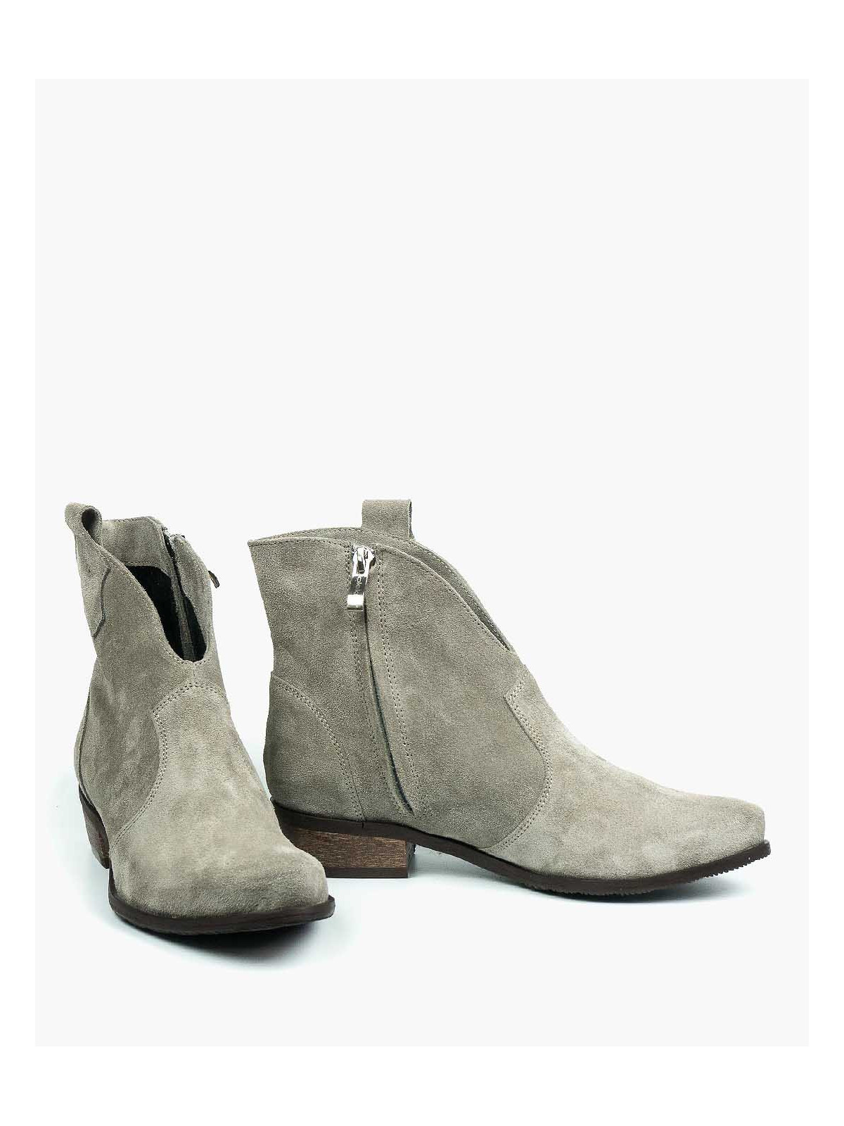 Szare botki damskie skórzane