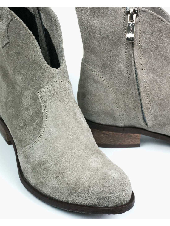 Szare botki damskie skórzane