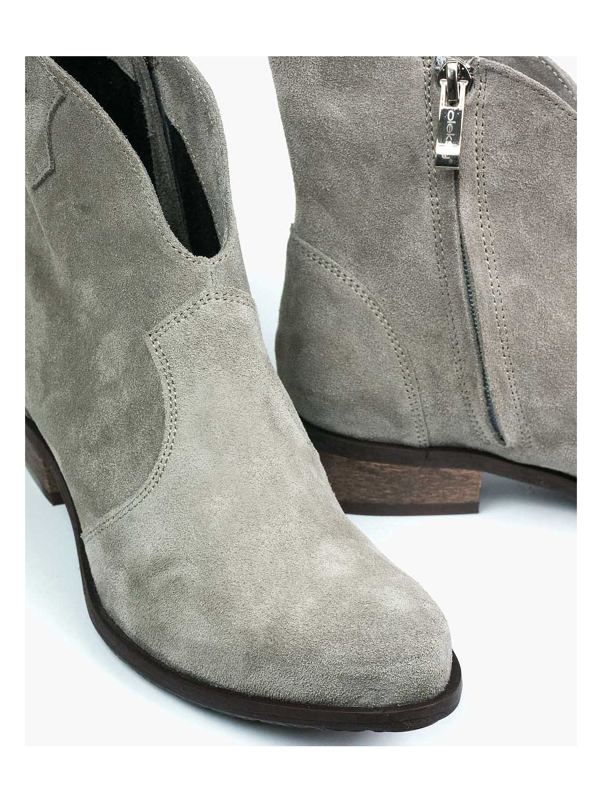 Szare botki damskie skórzane