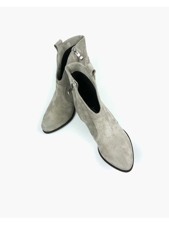 Szare botki damskie skórzane