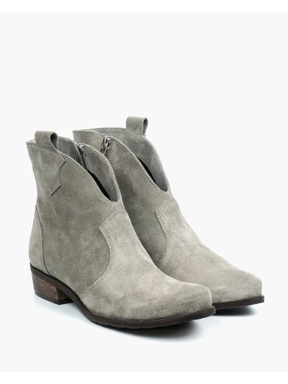 Szare botki damskie skórzane