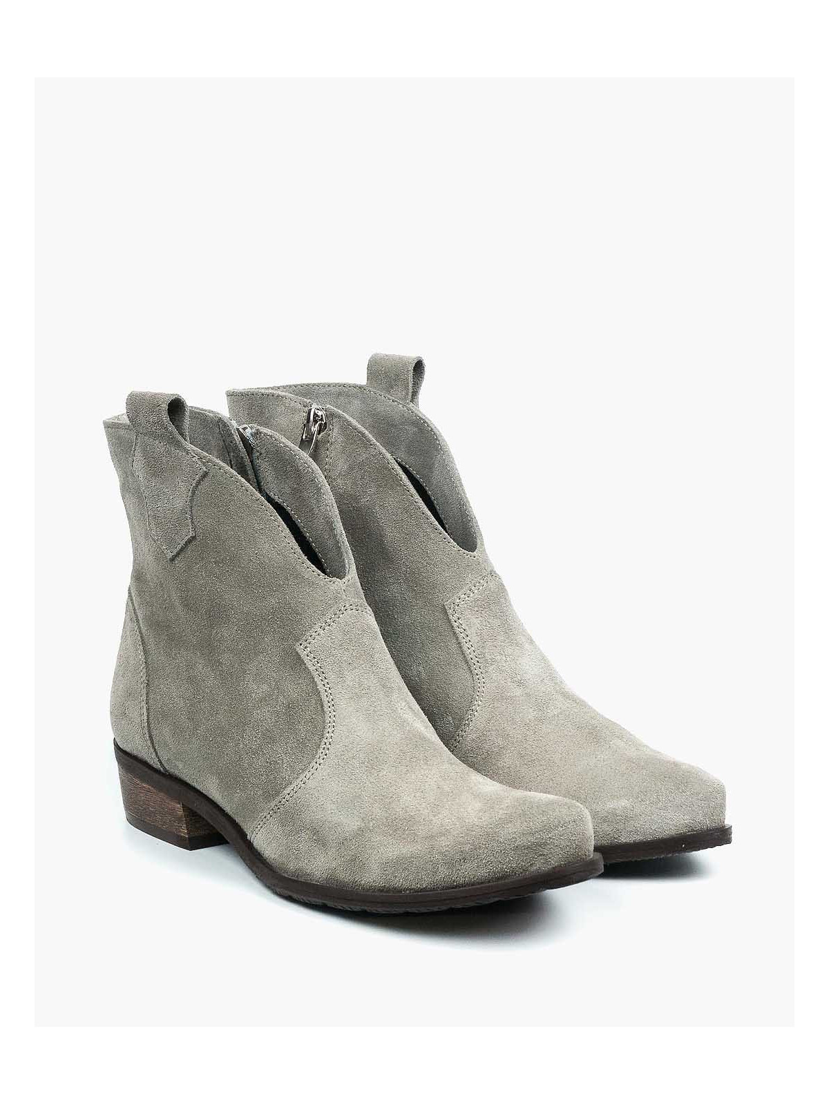 Szare botki damskie skórzane