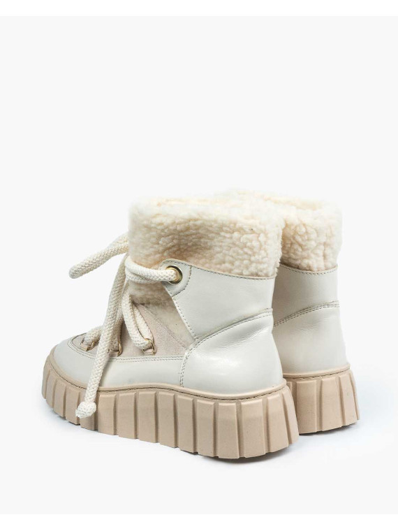 Beżowe śniegowce damskie skórzane