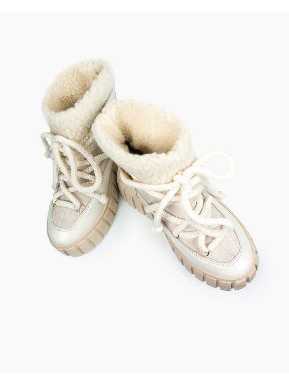 Beżowe śniegowce damskie skórzane