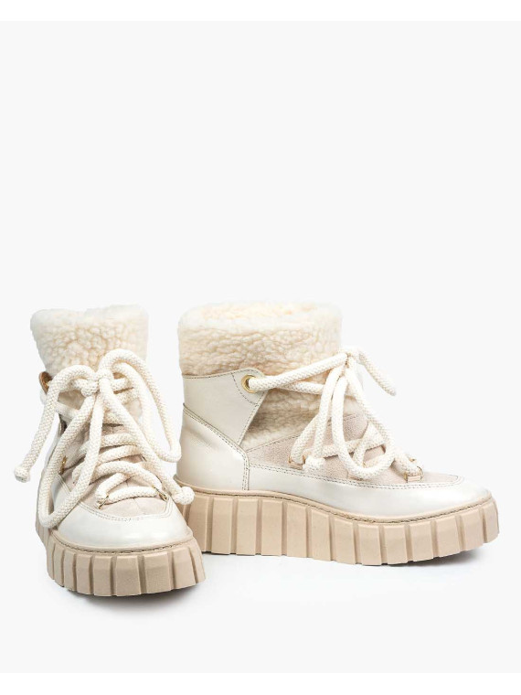 Beżowe śniegowce damskie skórzane