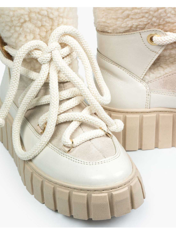 Beżowe śniegowce damskie skórzane