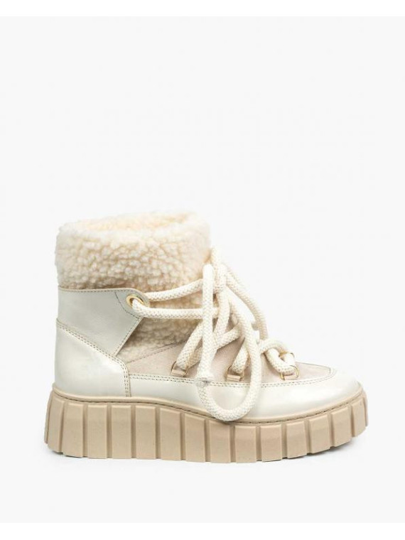 Beżowe śniegowce damskie skórzane