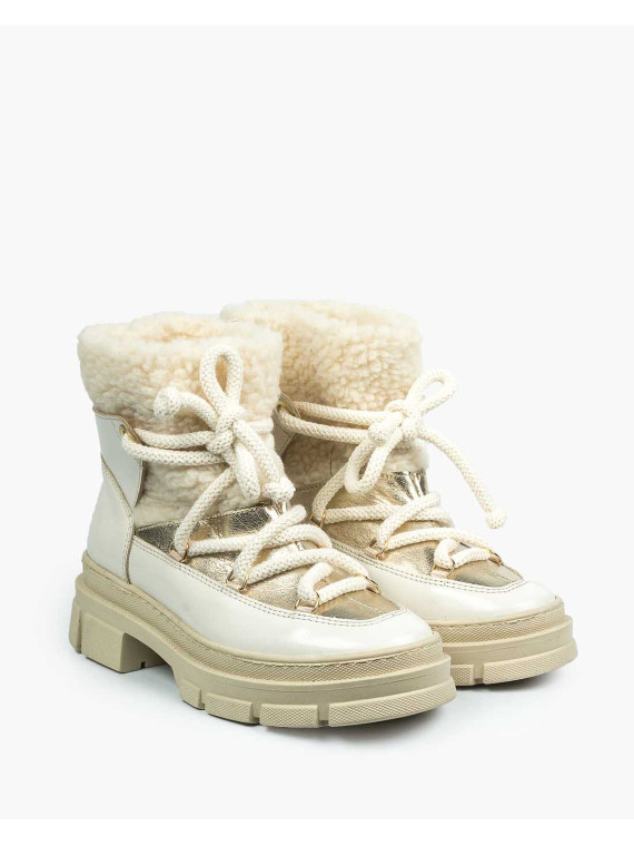 Beżowe śniegowce damskie skórzane