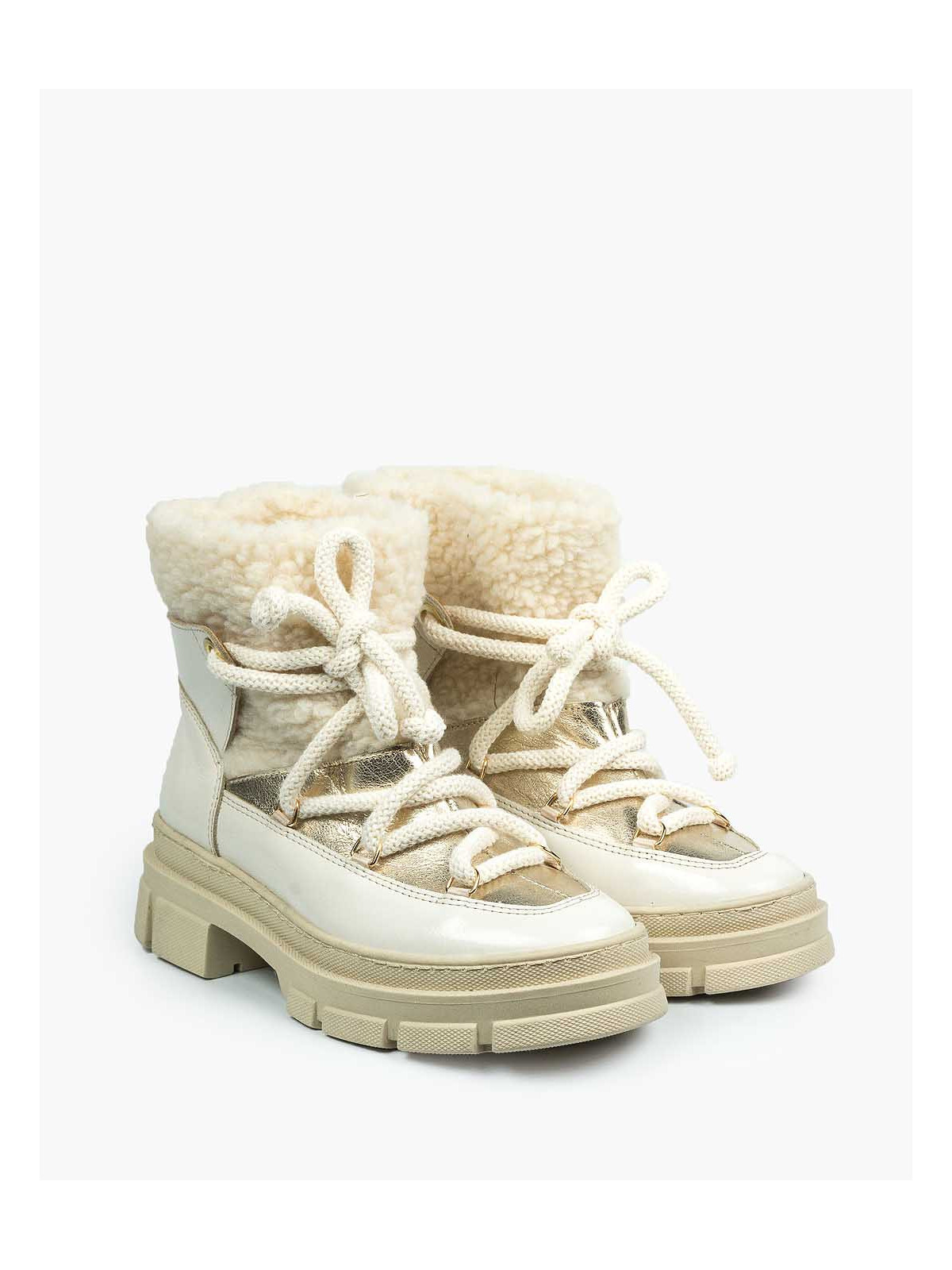 Beżowe śniegowce damskie skórzane