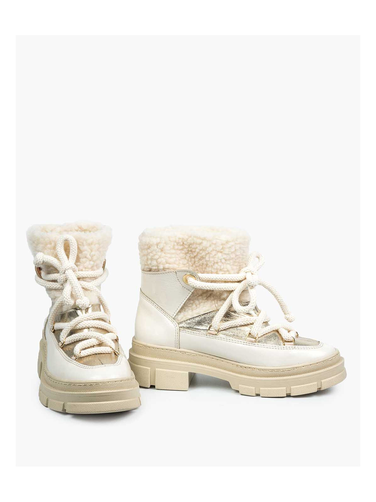 Beżowe śniegowce damskie skórzane