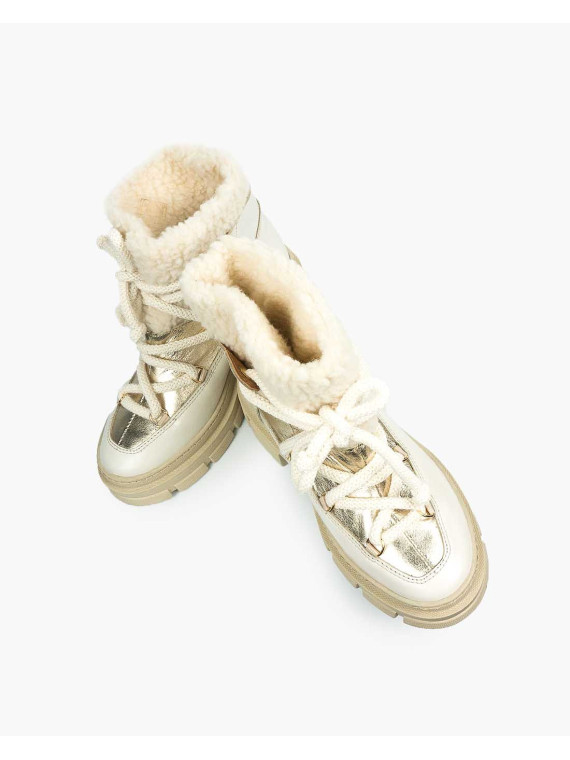 Beżowe śniegowce damskie skórzane