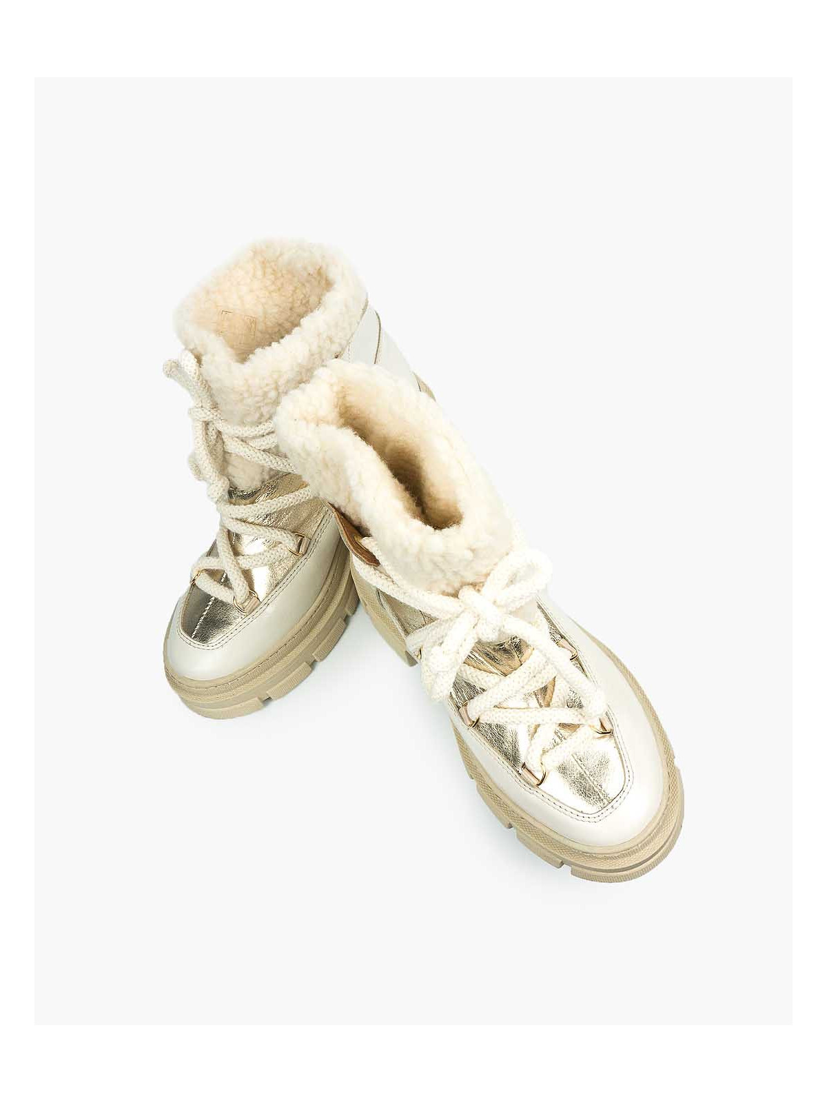 Beżowe śniegowce damskie skórzane