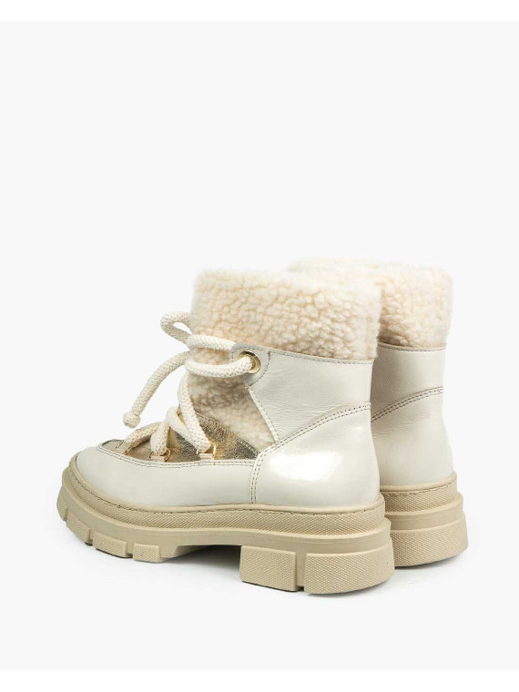 Beżowe śniegowce damskie skórzane