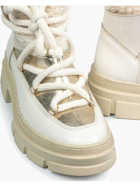 Beżowe śniegowce damskie skórzane