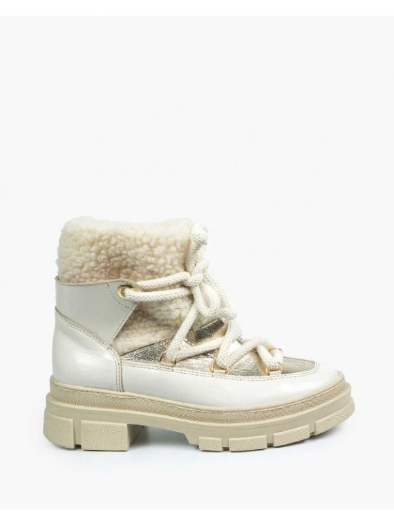 Beżowe śniegowce damskie skórzane