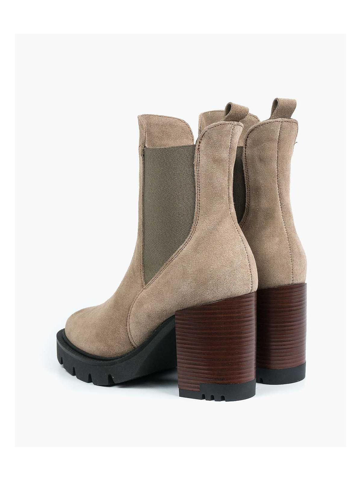 Beżowe botki damskie skórzane