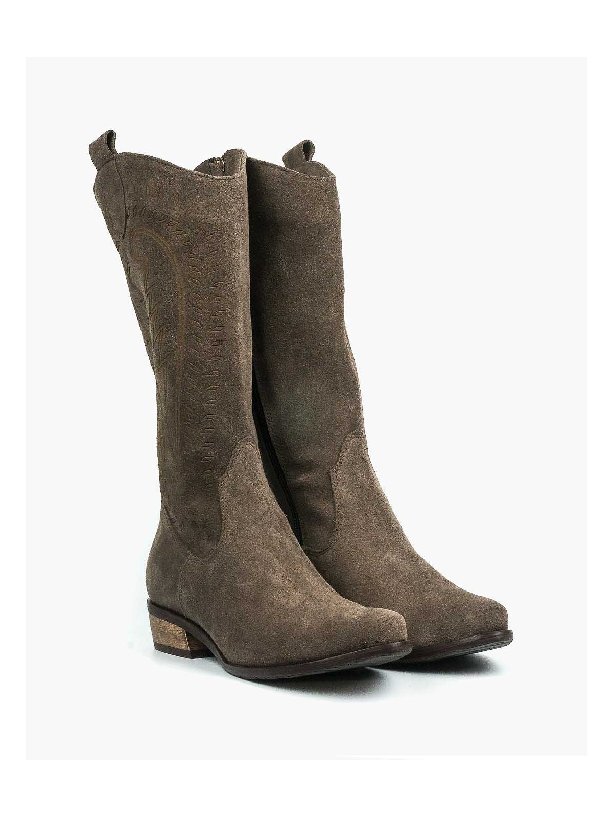 Brązowe kozaki damskie skórzane