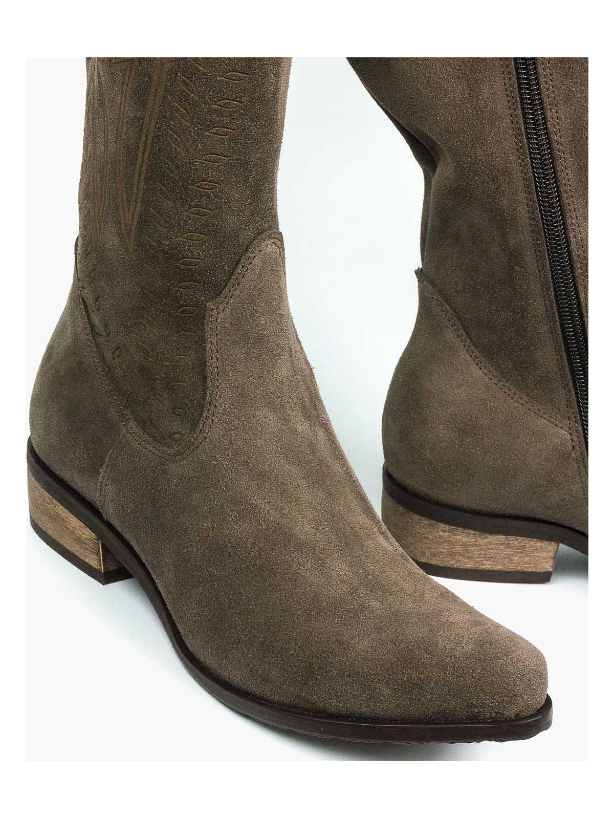 Brązowe kozaki damskie skórzane