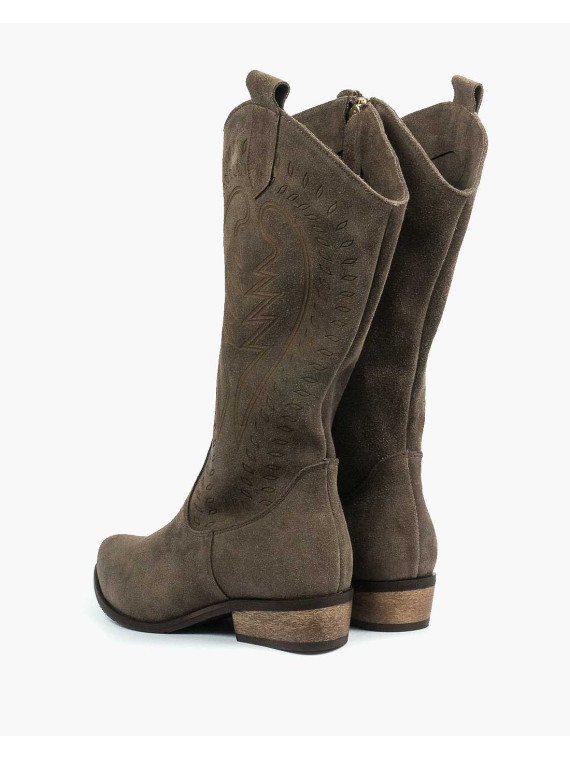 Brązowe kozaki damskie skórzane