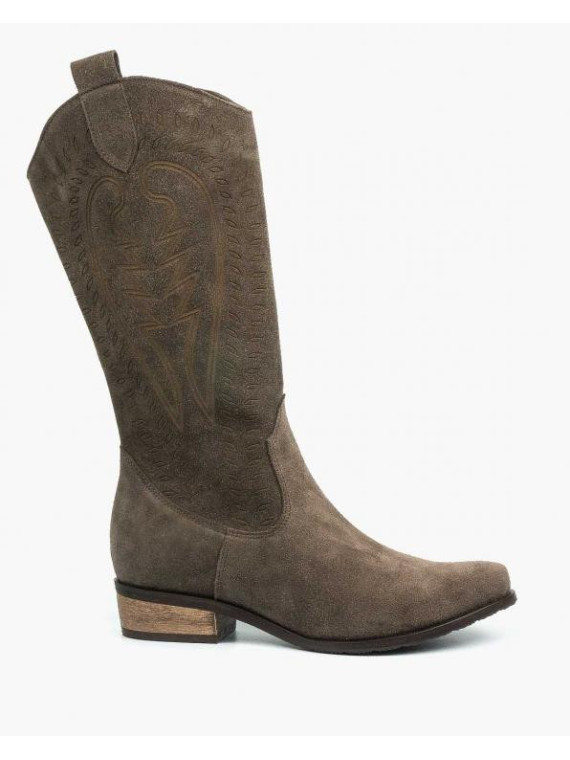 Brązowe kozaki damskie skórzane