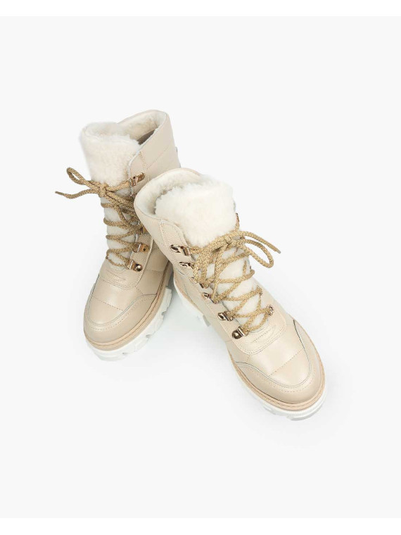 Beżowe śniegowce damskie skórzane
