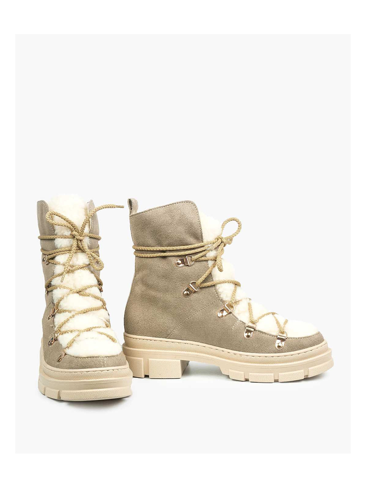 Beżowe śniegowce damskie skórzane