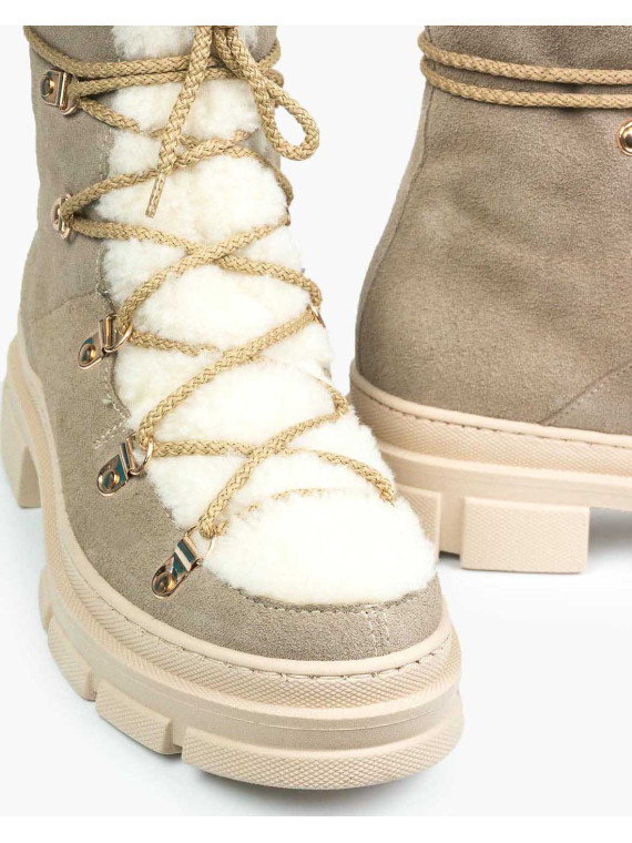 Beżowe śniegowce damskie skórzane