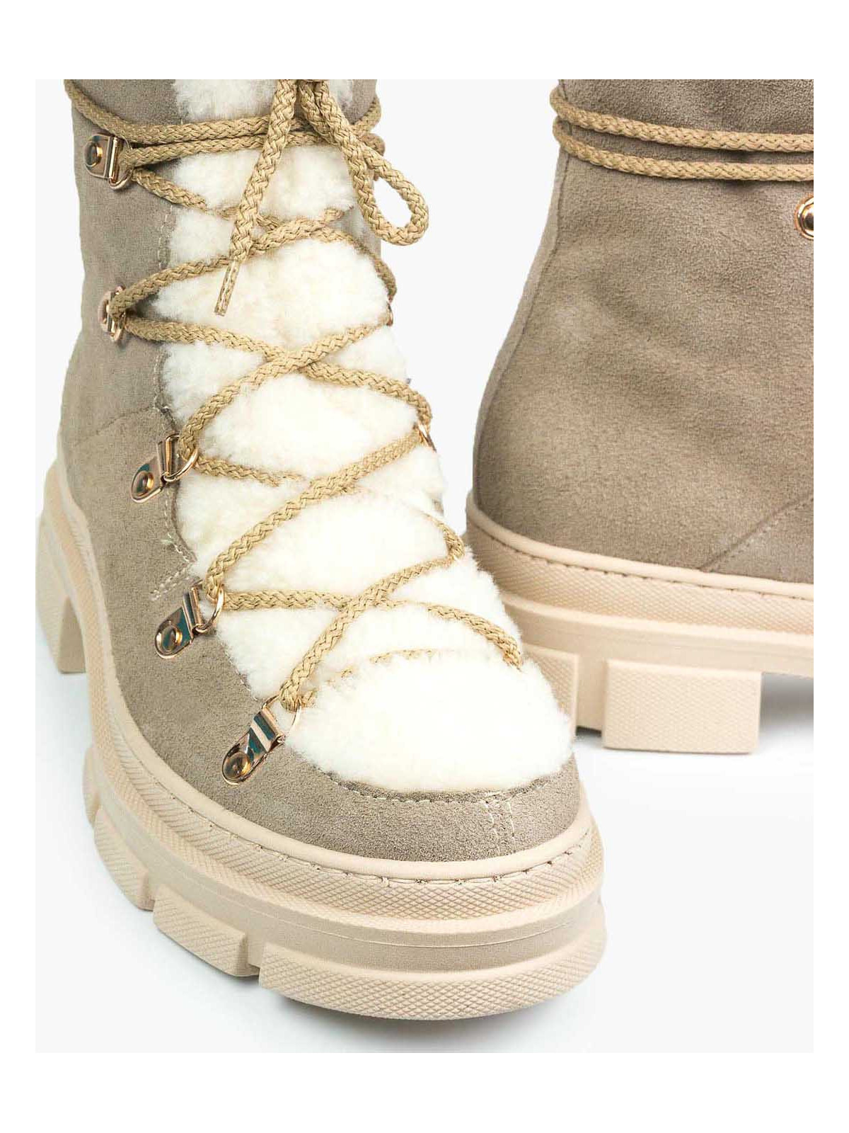 Beżowe śniegowce damskie skórzane