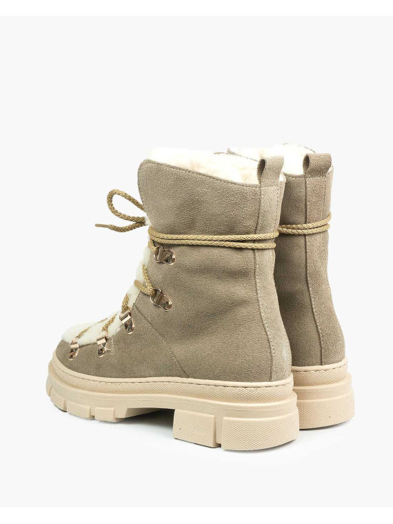 Beżowe śniegowce damskie skórzane