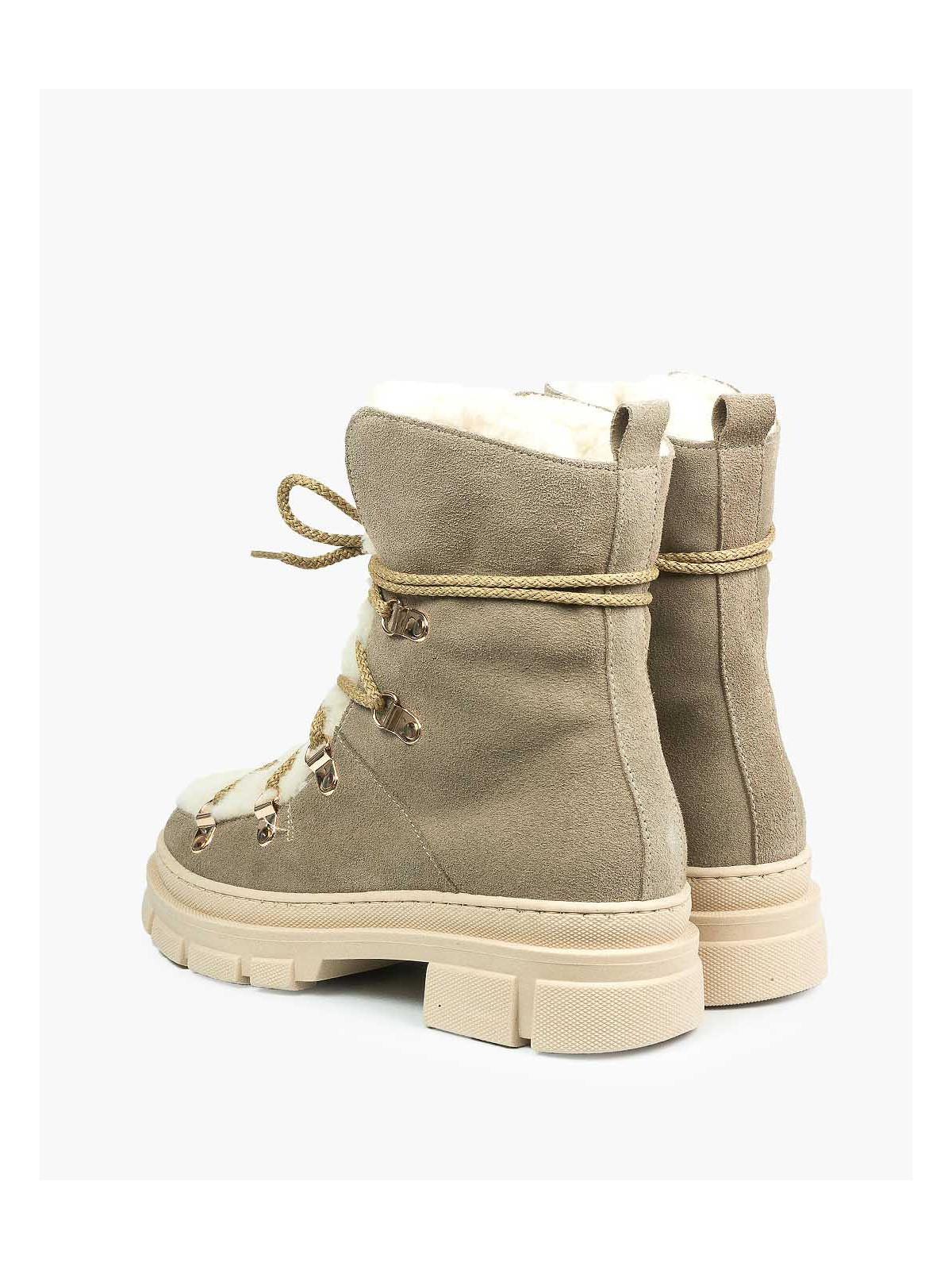 Beżowe śniegowce damskie skórzane