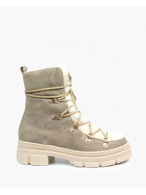 Beżowe śniegowce damskie skórzane