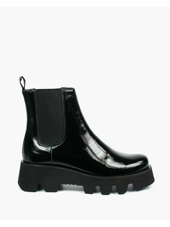 Czarne botki damskie skórzane