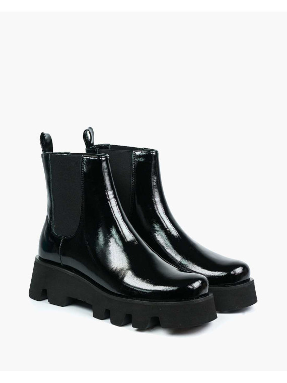 Czarne botki damskie skórzane