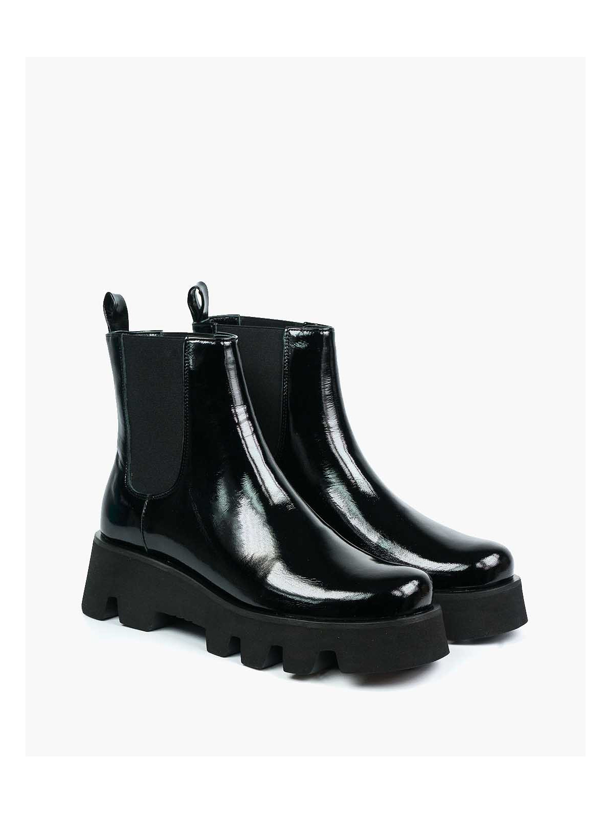 Czarne botki damskie skórzane