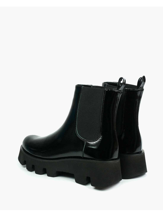Czarne botki damskie skórzane