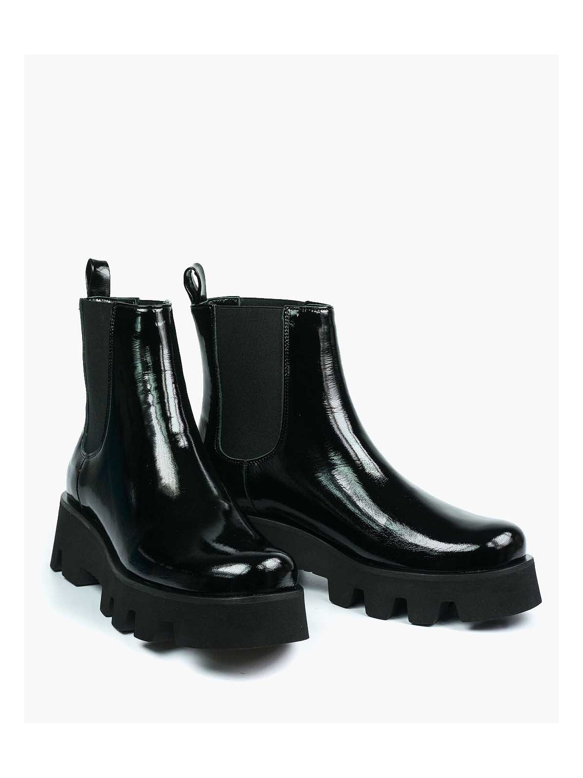 Czarne botki damskie skórzane