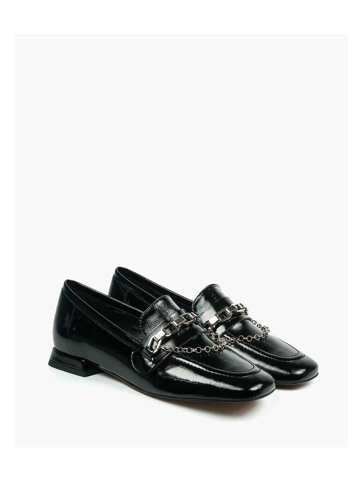 Czarne półbuty damskie skórzane