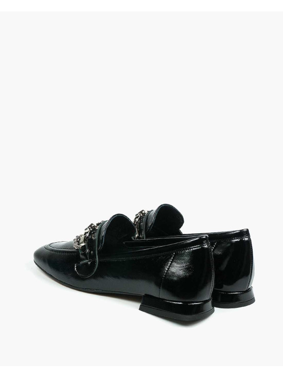 Czarne półbuty damskie skórzane