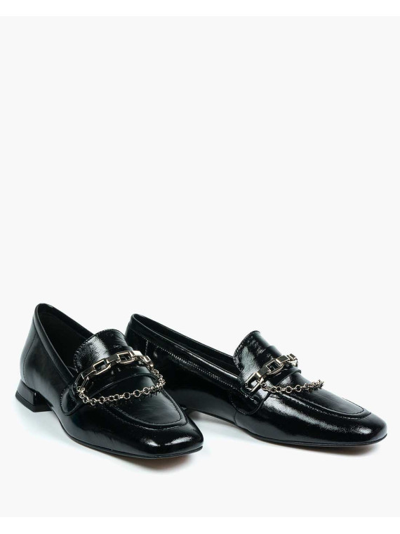 Czarne półbuty damskie skórzane