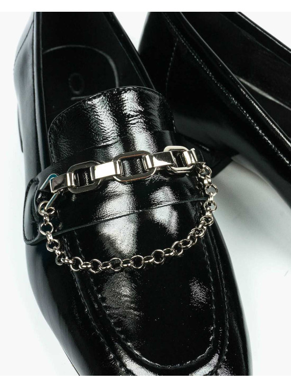 Czarne półbuty damskie skórzane